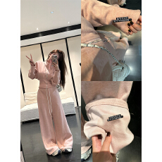 批发<b class='q'>实拍</b>实价~冬季新款加绒加厚韩版简约休闲<b class='q'>运动</b>外套＋长裤两件套装