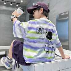 批发条纹设计百搭短袖T恤<b class='q'>女童</b>夏<b class='q'>装</b><b class='q'>韩国</b>童装儿童宽松上衣2025新款夏季t