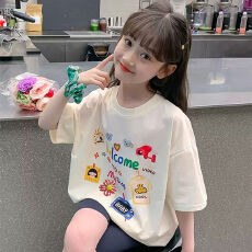 批发女童夏季短袖T恤纯棉2026新款儿童洋气半袖女孩夏装薄款体恤上衣t