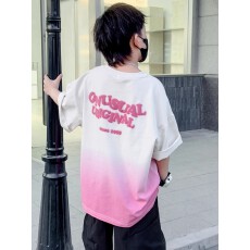 批发<b class='q'>男童</b>渐变<b class='q'>短袖</b>t恤夏季2025新款潮T儿童扎染上衣男孩半袖体恤痞帅风