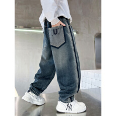批发<b class='q'>男童</b>秋<b class='q'>装裤</b>子2025新款中大童痞帅风夏季男孩儿童春秋款直筒<b class='q'>牛仔裤</b>