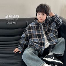 批发儿童长袖衬衫2025秋款童装男童韩版格子上衣宝宝小童春秋休闲衬衣