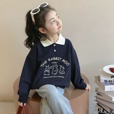 批发女童长袖卫衣2025春秋款童装洋气女孩秋装衣服儿童polo衫休闲上衣