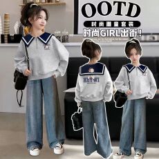 批发女童秋装海军领<b class='q'>卫衣</b>2026新款<b class='q'>儿童</b>中大童女孩打底衫上衣春秋洋气岁