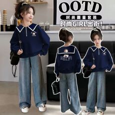 批发女<b class='q'>童</b><b class='q'>秋装</b><b class='q'>海军</b>领卫衣2025新款儿<b class='q'>童</b><b class='q'>中大</b><b class='q'>童</b>女孩打底衫上衣春秋洋气岁