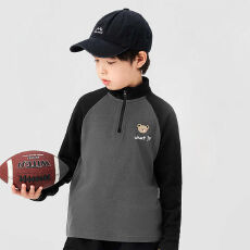 批发儿童德绒打底衫秋冬2025新款<b class='q'>男童</b>休闲<b class='q'>半</b>高领拉链保暖中大童上衣