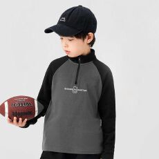 批发儿童德绒打底衫秋冬2025新款<b class='q'>男童</b>休闲<b class='q'>半</b>高领拉链保暖中大童上衣