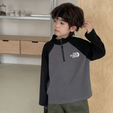 批发儿童德绒打底衫秋冬2025新款<b class='q'>男童</b>休闲<b class='q'>半</b>高领拉链保暖中大童上衣