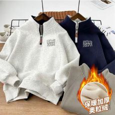 批发加绒加厚奥粒绒<b class='q'>卫衣</b>男<b class='q'>女</b>童<b class='q'>202</b>5<b class='q'>新</b>款秋冬保暖套头中大童潮酷上衣