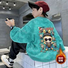批发儿<b class='q'>童装男童</b>秋装卫衣2025加绒新款中大童男孩秋冬季扎染<b class='q'>长袖</b>上衣潮