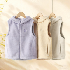批发儿童马甲春<b class='q'>秋</b>季2025新款女童<b class='q'>秋</b>装外穿背心摇粒绒连帽马夹