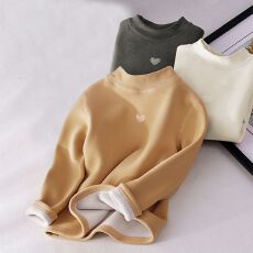 批发男童儿童德绒奥粒绒<b class='q'>打底衫</b>2025秋冬<b class='q'>女童</b>半<b class='q'>高领</b>中大童加绒保暖上衣