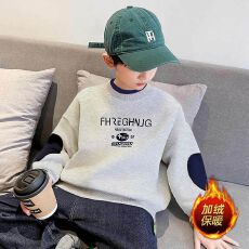 批发儿童装炸街<b class='q'>男童</b><b class='q'>秋</b>冬款秋季潮加绒<b class='q'>卫衣</b>新款套头中大童男孩保暖上衣