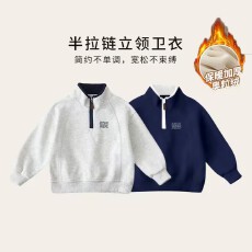 加绒加厚奥粒绒卫衣男女童2025新款秋冬保暖套头中大童潮酷上衣