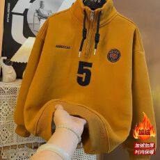 加绒加厚男童2025新款加绒加厚奥粒绒卫衣秋冬保暖套头中大童上衣