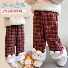 批发女童<b class='q'>裤子</b>加绒加厚秋冬装2025新款<b class='q'>儿童</b>羊驼绒阔腿裤女宝宝直筒<b class='q'>裤子</b>