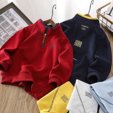 儿童加绒卫衣秋冬2025新款男孩半拉链立领衣服中大童洋气长袖上衣
