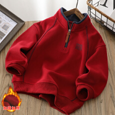 批发<b class='q'>儿童</b>加绒<b class='q'>卫衣</b>秋冬2025新款奥粒绒半拉链立领中大童洋气长袖上衣