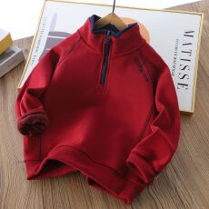 男童半拉链高领奥粒绒卫衣2025冬季中大童洋气上衣儿童保暖加绒衫