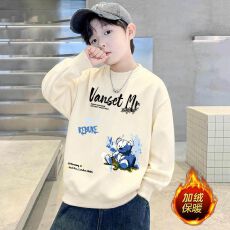 批发<b class='q'>童装</b>男童<b class='q'>长袖</b>圆领加绒卫衣秋冬2025新款中大童男孩韩版春秋上衣