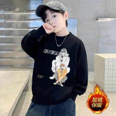 童装男童长袖圆领加绒卫衣秋冬2025新款中大童男孩韩版春秋上衣