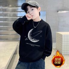 童装男童长袖圆领加绒卫衣秋冬2025新款中大童男孩韩版春秋上衣