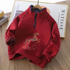 批发男童加绒半拉链卫衣秋冬2025新款<b class='q'>儿童</b>立领加厚上衣中大童打底衫潮