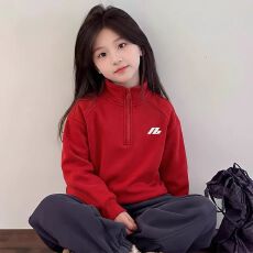 批发女童本命年红色加绒卫衣<b class='q'>百搭</b>冬季新款儿童加厚内搭衣服女孩上衣潮