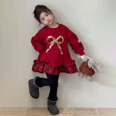 开学2026年冬新款女童连衣裙中长款加绒内搭冬季春秋款爆款公主风