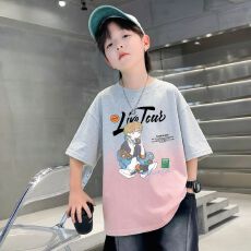 批发男童短袖夏季中大童2026新款<b class='q'>儿童</b>嘻哈扎染半袖夏装<b class='q'>衣服</b>男孩上衣潮