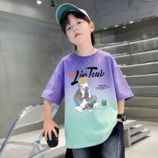 批发男童短袖夏季中大童2026新款<b class='q'>儿童</b>嘻哈扎染半袖夏装<b class='q'>衣服</b>男孩上衣潮