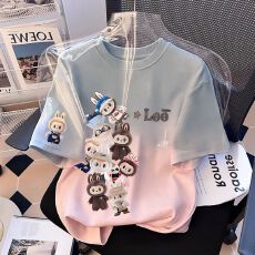 批发扎染短袖男童纯棉t恤新款中大童夏季洋气女童男孩渐变上衣儿童装