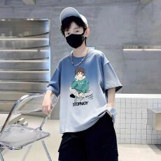 批发扎染短袖男童纯棉t恤新款中大童夏季洋气女童男孩渐变上衣儿童装