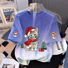 批发新款夏季女童纯棉短袖渐变T恤2026中大童女孩可爱印花卡通上衣t恤