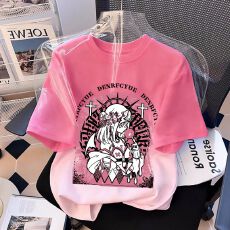 批发扎染短袖女童纯棉t恤新款中大童2026夏洋气女孩渐变上衣儿童装T恤