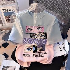 批发扎染短袖女童纯棉t恤新款中大童2026夏洋气女孩渐变上衣儿童装T恤