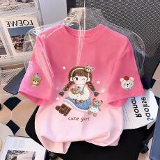 批发<b class='q'>女</b><b class='q'>童</b><b class='q'>纯棉</b><b class='q'>短袖</b>T恤2026新款休闲中<b class='q'>大</b><b class='q'>童</b>夏季<b class='q'>女</b>孩可爱渐变百搭上衣