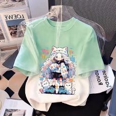 批发<b class='q'>女</b><b class='q'>童</b><b class='q'>纯棉</b><b class='q'>短袖</b>T恤2026新款休闲中<b class='q'>大</b><b class='q'>童</b>夏季<b class='q'>女</b>孩可爱渐变百搭上衣