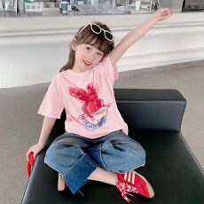 批发女童T恤纯棉2026新款夏季儿童韩版休闲宽松短袖上衣宝宝打底衫潮t