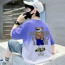 男童短袖夏季中大童2026新款儿童嘻哈扎染半袖夏装衣服男孩上衣潮