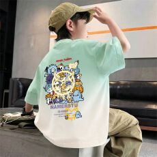 男童短袖夏季中大童2026新款儿童嘻哈扎染半袖夏装衣服男孩上衣潮