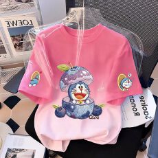 扎染短袖女童纯棉t恤新款中大童夏季洋气女孩渐变上衣儿童装T恤