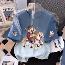 女童短袖纯棉T恤夏季仿刺绣新款儿童可爱扎染中大童韩版宽松上衣