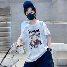 批发男童短袖纯棉T恤2026新款中大童夏季潮男孩渐变上衣童装扎染棉t恤