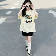 批发<b class='q'>女</b><b class='q'>童</b>短袖t恤纯棉夏季新款洋气女孩中大童半袖夏天上衣儿<b class='q'>童装</b>