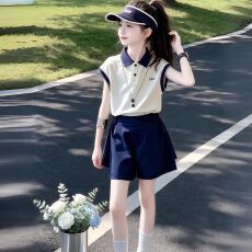 批发女童夏季学院风套装百搭新款女孩polo衫裤裙两件套儿童<b class='q'>运动</b>服夏装