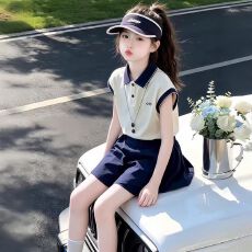 批发女童<b class='q'>夏</b>季学院风套<b class='q'>装</b><b class='q'>百搭</b>新款女孩polo衫<b class='q'>裤</b>裙两件套儿童运动服夏<b class='q'>装</b>