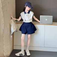 批发<b class='q'>女童</b>夏<b class='q'>季</b><b class='q'>套装</b>2026新款儿童洋气Polo<b class='q'>短袖</b>上衣中大童时髦短裤两件套