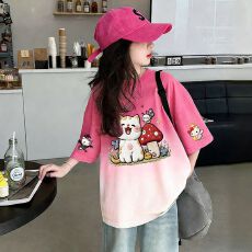 批发<b class='q'>女</b>童<b class='q'>短</b>袖<b class='q'>T</b>恤小学生2026新款中大童夏季<b class='q'>女</b>孩卡通纯棉上衣t恤