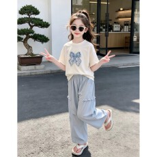批发女童短袖套装夏季2026新款<b class='q'>儿童</b>夏装T恤上衣超好看衣服大童防蚊裤